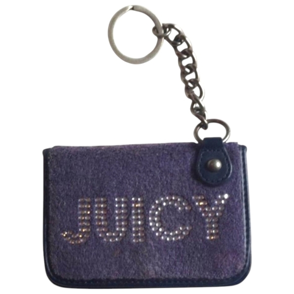 Juicy Couture Accessories - Juicy Couture Black Suede Bling Keychain Cardholder